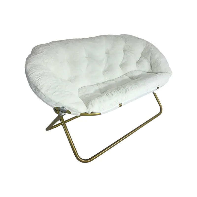 Sedia a piattino pieghevole doppia in pelliccia sintetica per camera da letto